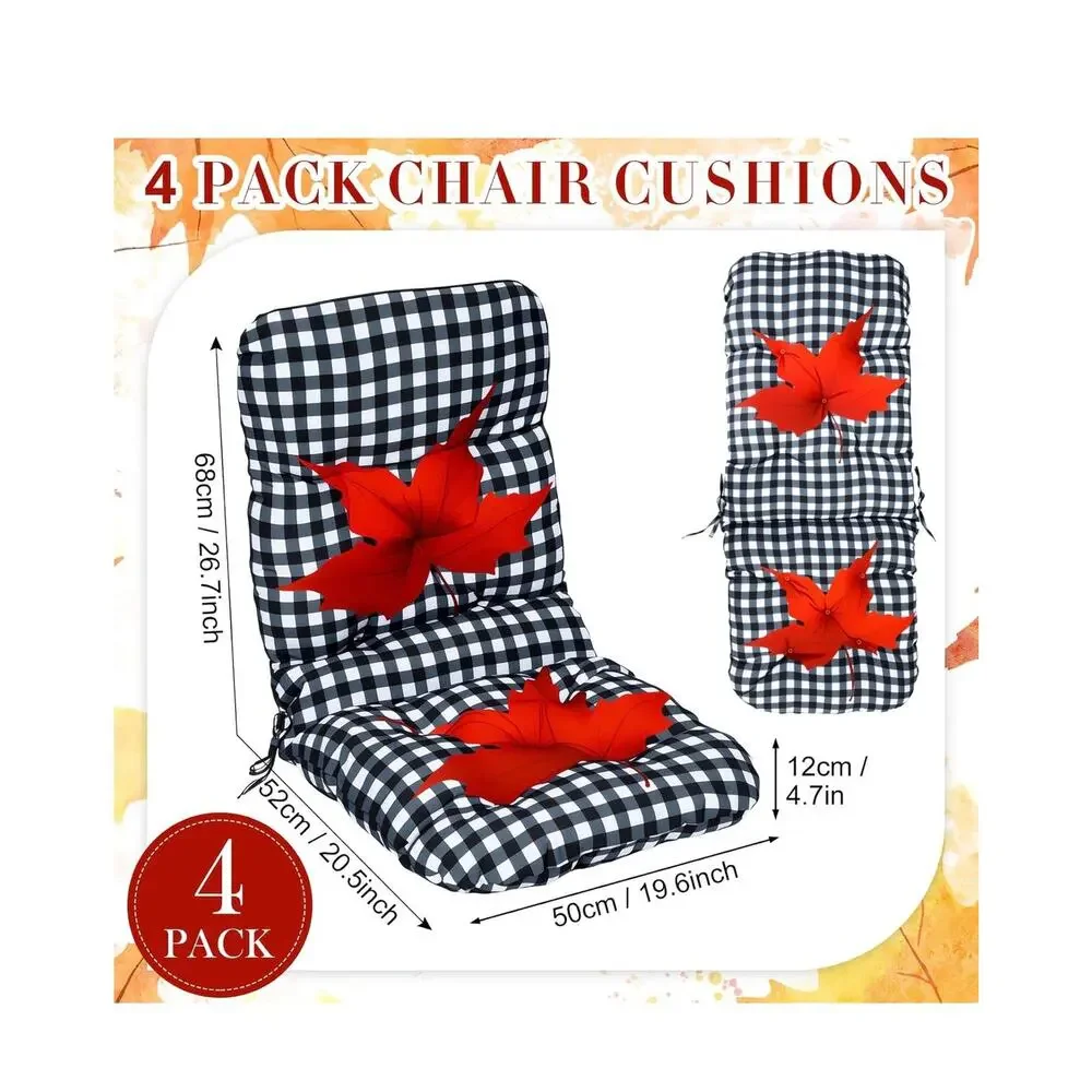Chunful 4 Pcs Thanksgiving Large Fall Rocking Chair Cushions,